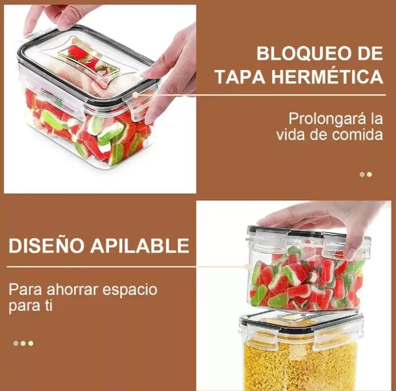 Contenedores Hermeticos Plasticos Dispensador Cereal 16pcs
