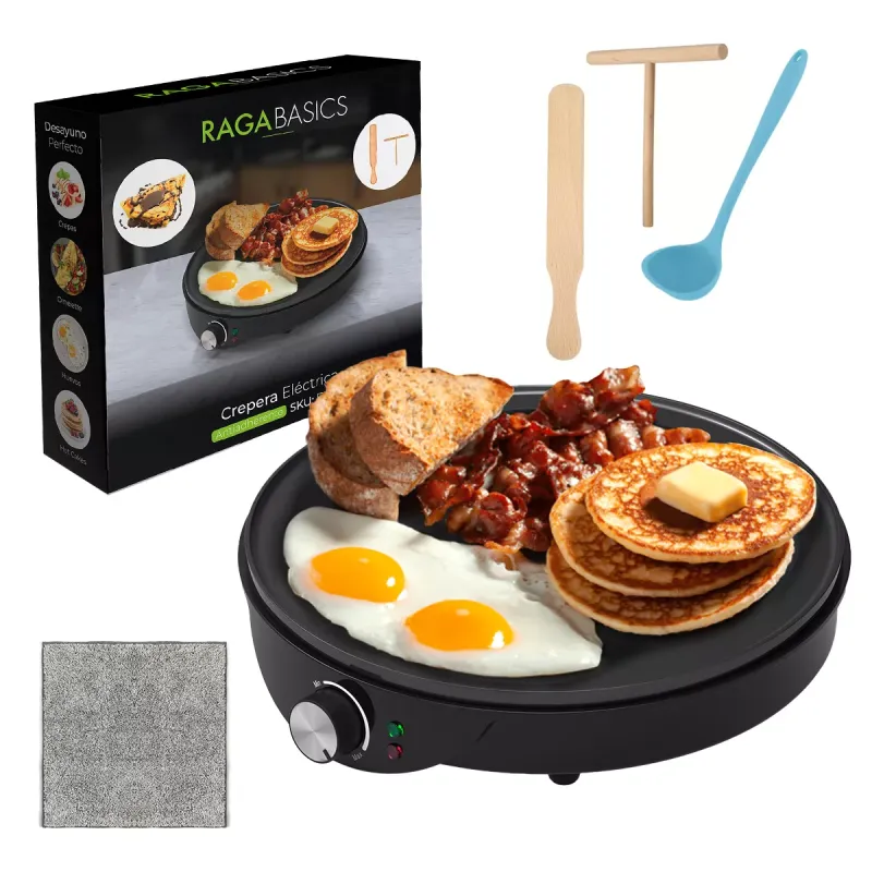 Crepera Eléctrica Antiadherente 30cm Premium Nonstick Color Negro